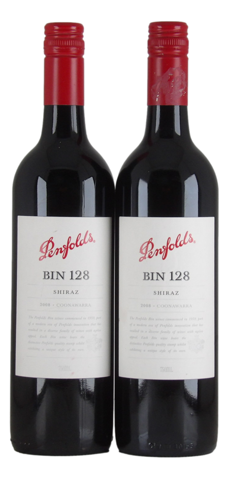 Penfolds `Bin 128` Shiraz 2008 (2 x 750mL), Coonawarra, SA.