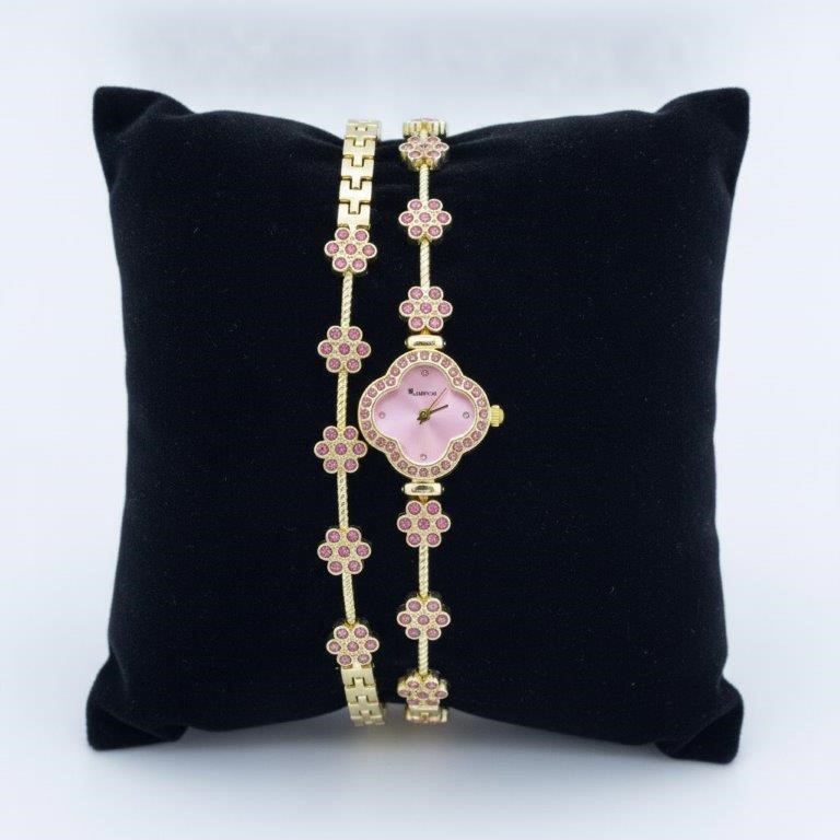 4-Piece Jewellery Set. Watch, two Bracelets, Earrings(Gift Box Included)