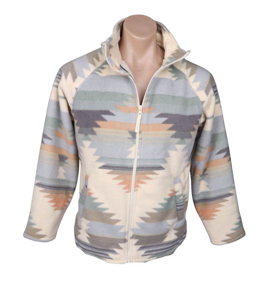 JACHS Women's Fur-Lined Aztec Shacket, Size S, Light Combo.