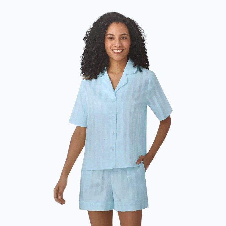 MIDNIGHT By CAROLE HOCHMAN Women's 2pc Satin PJs, Size L, Blue.