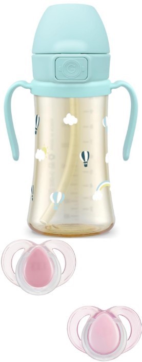 Baby Feeding & Soothing Bundle – Sky Balloon PPSU Straw Cup 300 ml Creamy B