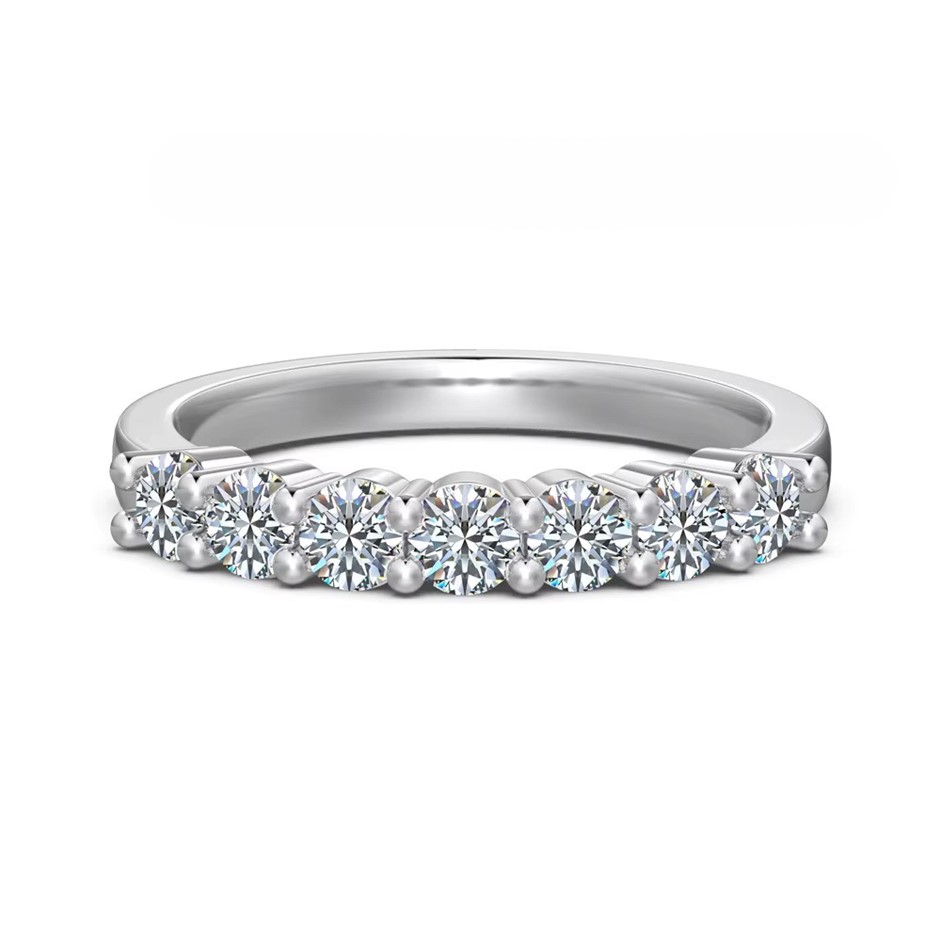 0.70ct GRA Certified Moissanite 925 Silver Swirl Band Ring - Size 6