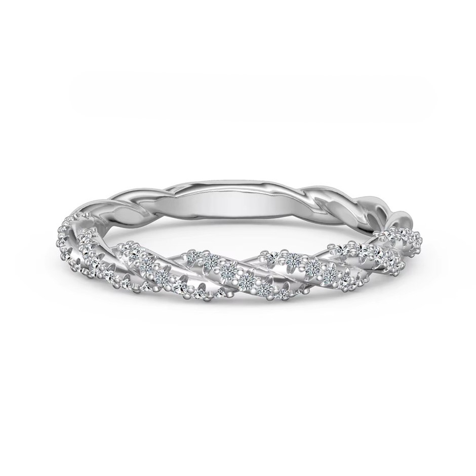 0.245ct GRA Certified Moissanite 925 Silver Swirl Band Ring - Size 5