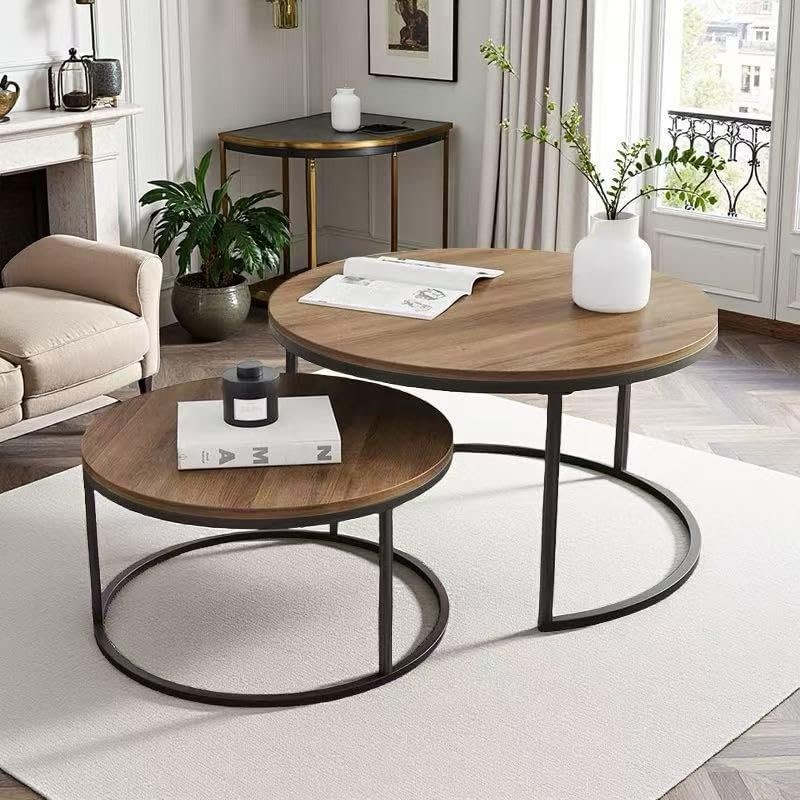 ENLIANSGO Round Coffee Table Set of 2