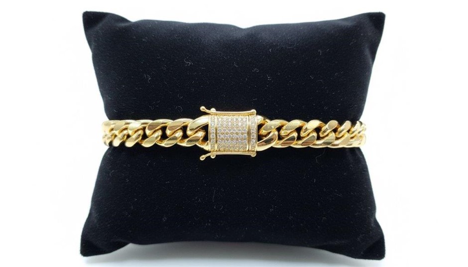 14K-Stamped Yellow Gold Filled Cuban Bracelet -22cm-8mm-Bonus Gift
