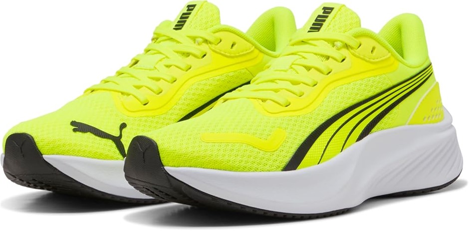 PUMA Kid's Pounce Lite Junior Sneaker, US4/UK3/EU35.5, Yellow Alert/Black/W