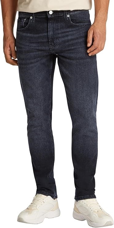 CALVIN KLEIN JEANS Men's Slim Straight Jean, 32W x 32L, Denim Black, J30J32