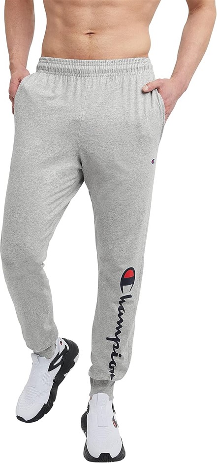 CHAMPION Men's Sueded Fleece Jogger Sweatpants, Size S, Oxford Gray Script,