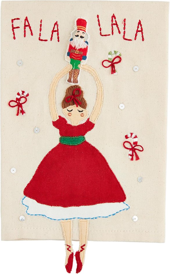 Mud Pie Nutcracker Dangle Towel, FA La, 21" x 14", 42170132F. Buyers Note