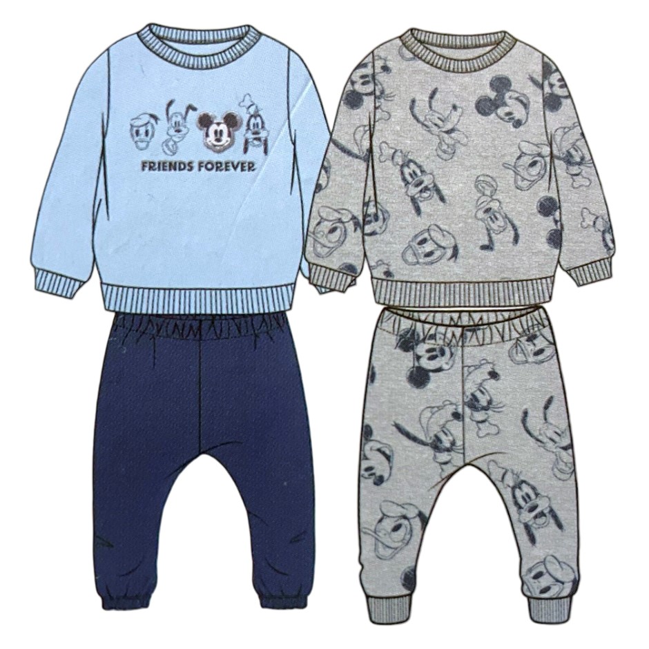 4pc DISNEY Infant Sweatshirt & Jogger Set, Size 18M, Mickey (Blue/Grey). B