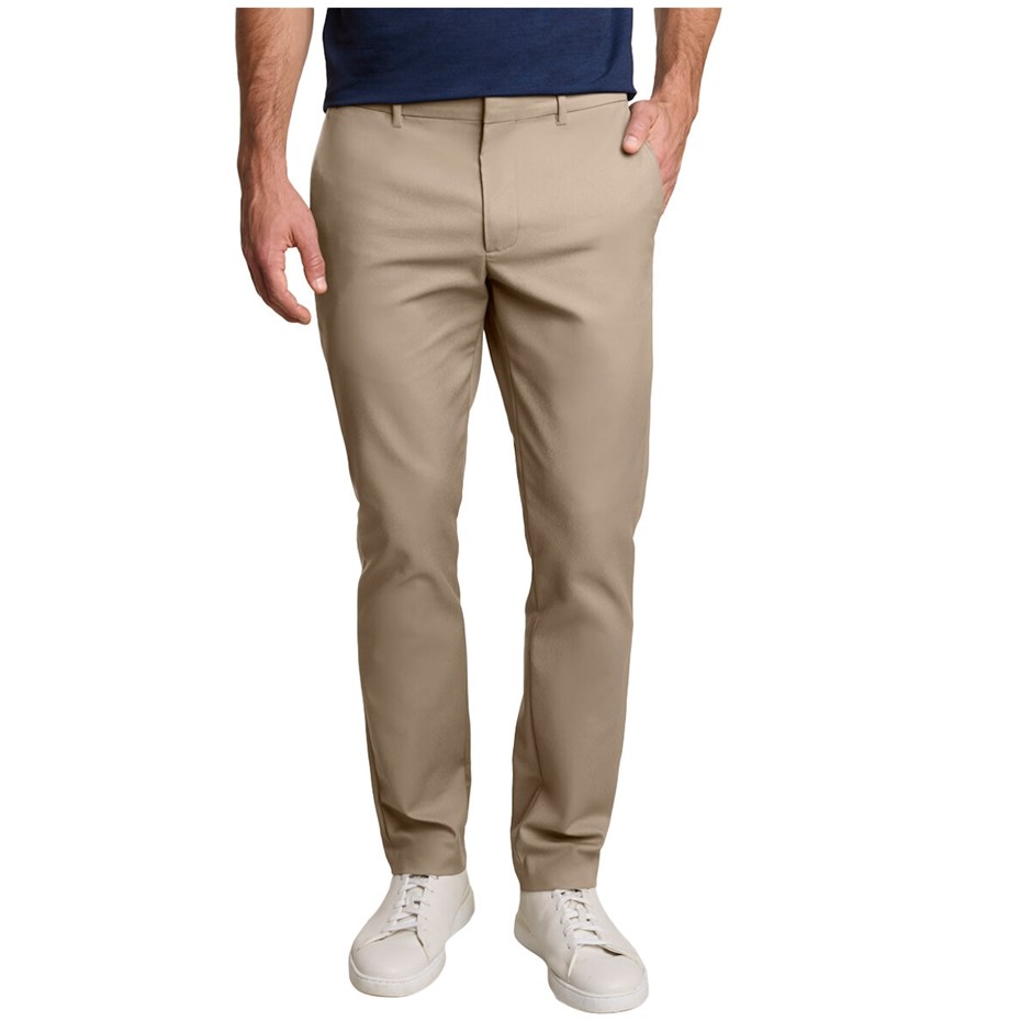 MACK WELDON Men's Flex Flat Front Pant, Size 34x32, Tan. Buyers Note - Dis