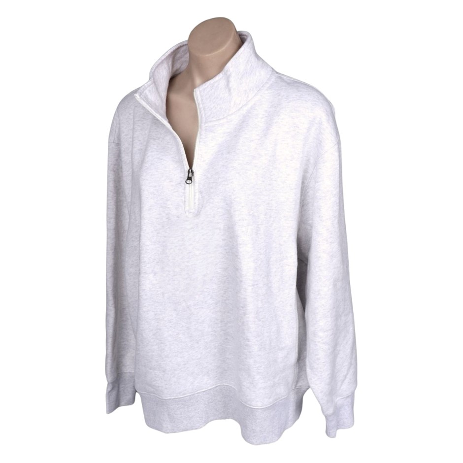 TUFF Women's 1/4 Zip Fleece Pullover, Size XL, White Marble. Buyers Note -