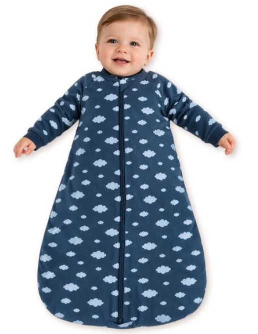 SNUGTIME Long Sleeve Padded Sleeping Bag, Size 1-2 (Fit 12-24M), 3.0 TOG,