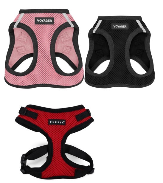 3 Pack of XS Dog Harnesses; 1 x PUPPIA Ritefit Dog Harness in Red, 1 x Voya