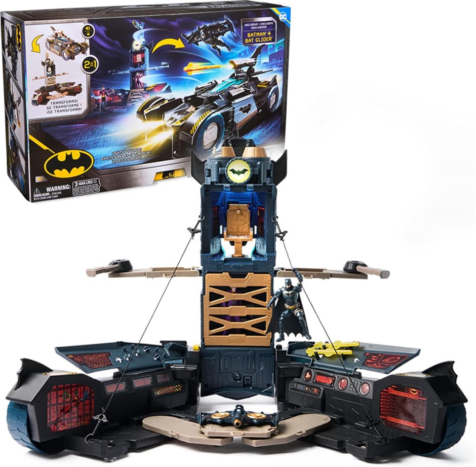 DC COMICS Ultimate Transforming Batmobile Playset, 2-in-1 Batman Playset wi
