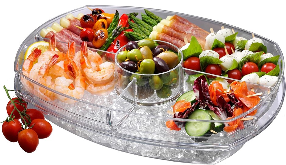 PRODYNE SB-5 Flip-Lid Appetizers On Ice, 15", Clear