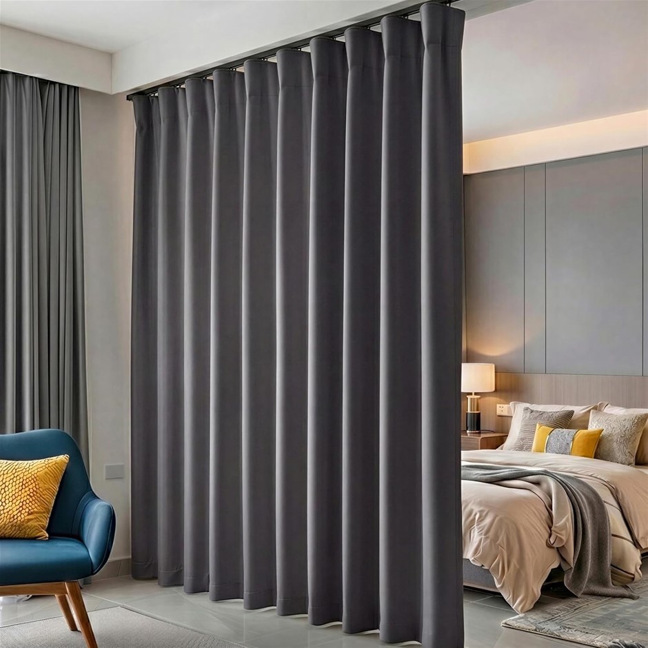 HOEFLIFE Room Divider Curtains (Grey, W100 x H84)