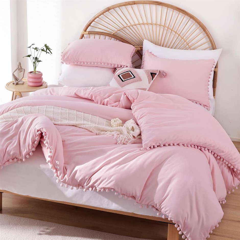YIRDDEO Queen Comforter Set - Comforter Queen Size Sets with Ball Pom Fring
