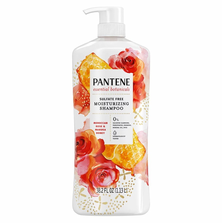 PANTENE Essential Botanicals Shampoo, Moroccan Rose Honey and Manuka, 1.13L