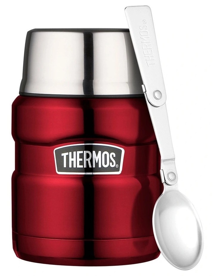 8 x THERMOS Stainless Steel Food Jars with Spoons, 470ml, Red. N.B: Have be