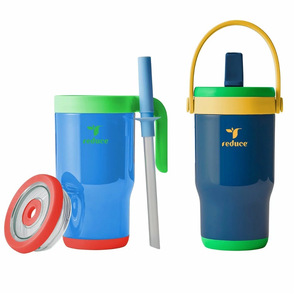 REDUCE Kids Chiller Go Insulated Cups, 414ml, Blue & Green. N.B: Not in ori