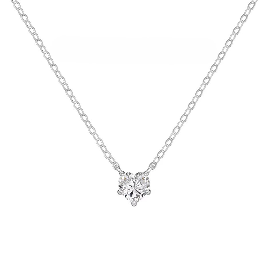 0.80ct Heart Lab Created Moissanite 925 Sterling Silver Pendant Necklace