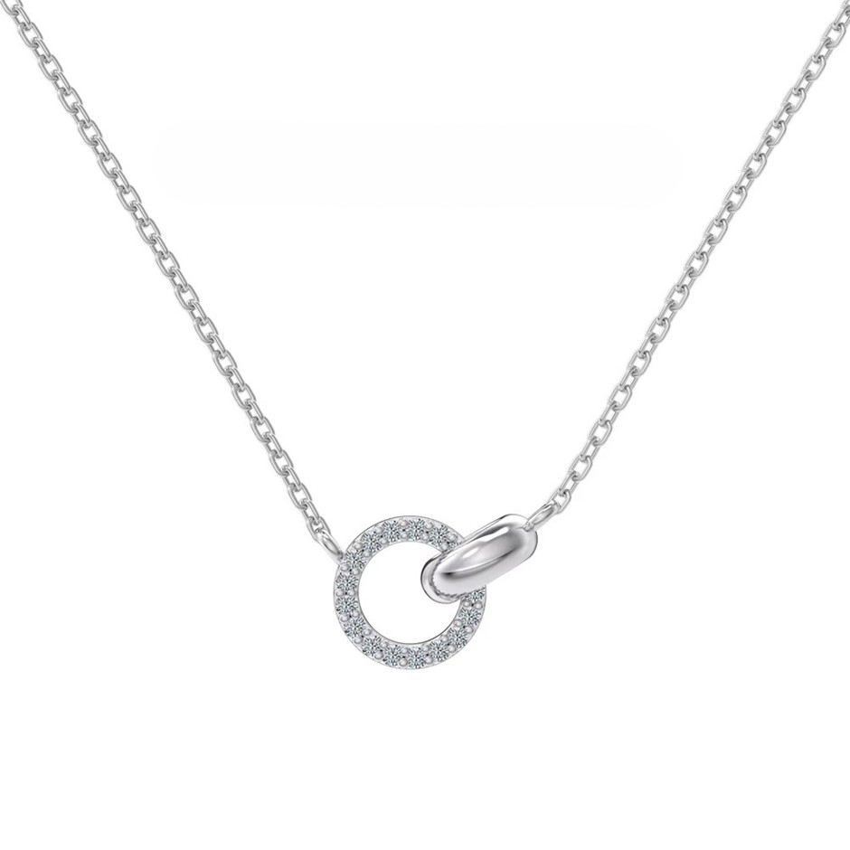 0.085ct Lab Created Moissanite 925 Sterling Silver Toggle Link Necklace