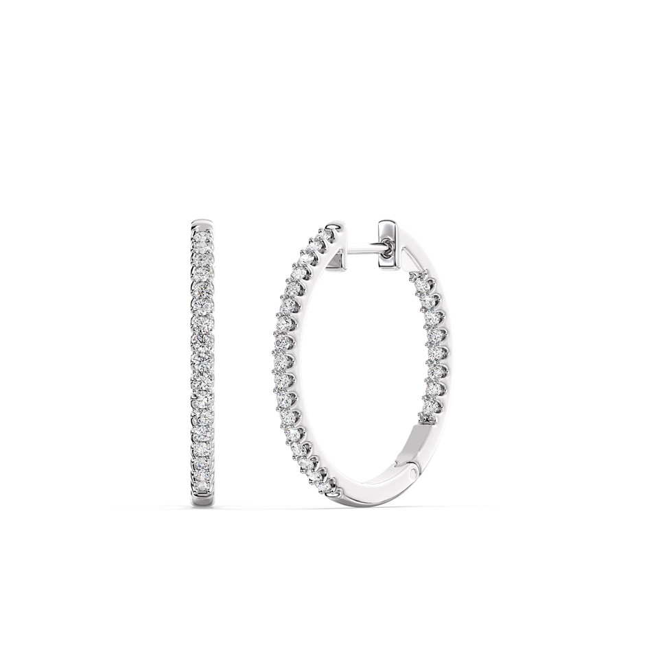 1/2 Carat white gold lab grown diamond hoop earrings