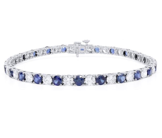 9.46  Carats white gold  lab grown diamond & Sapphire tennis bracelet (Stam