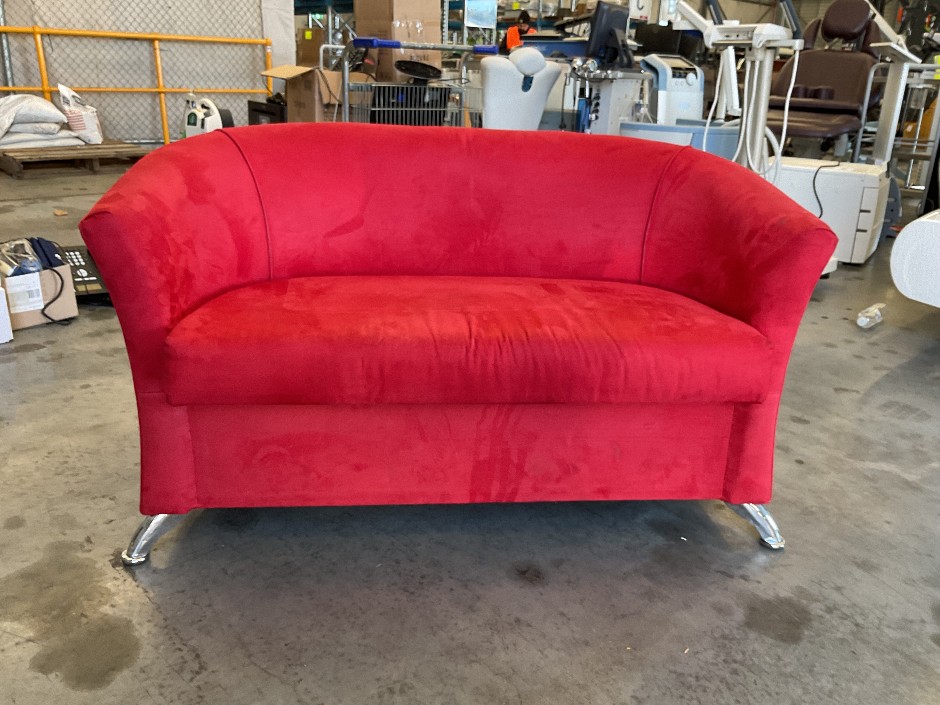 <p>Red Microsuede Couch 1.5 seater</p>