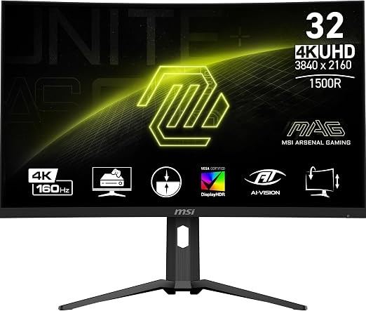 MSI MAG321CUP 32-inch 3840 x 2160 (UHD), VA, 4K Gaming Monitor 160Hz, Adapt