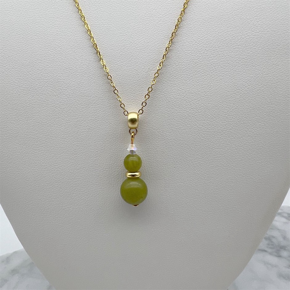 Peridot & Swarovski® Austrian Crystal Gold Plated Pendant Necklace