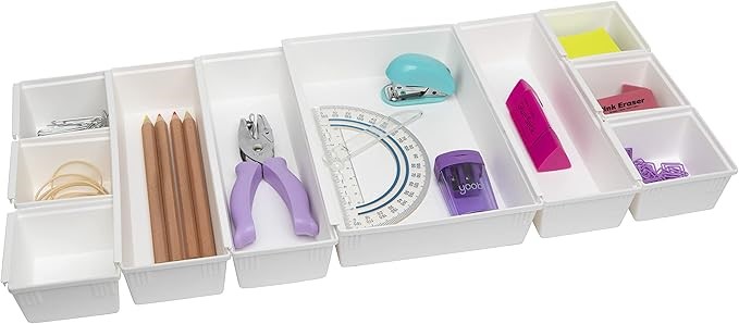 2 x DIAL INDUSTRIES Interlocking Drawer Organizer Set, 10 Trays.