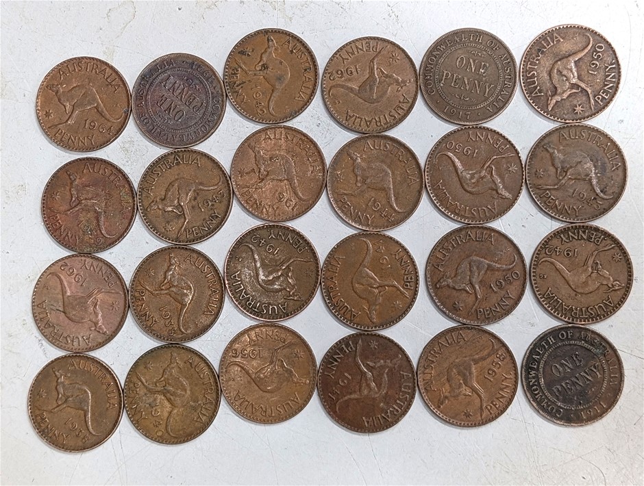 Dozen Old Australia Penny Coins
