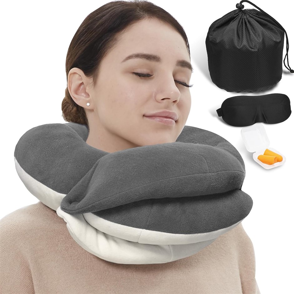 BUYUE Travel Neck Pillows for Airplanes, 360° Head Support Sleeping Essenti