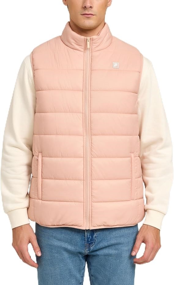 FILA Unisex Aldo Puffer Vest, Size M, Mahogany Rose (905), ASV13318. RRP: $
