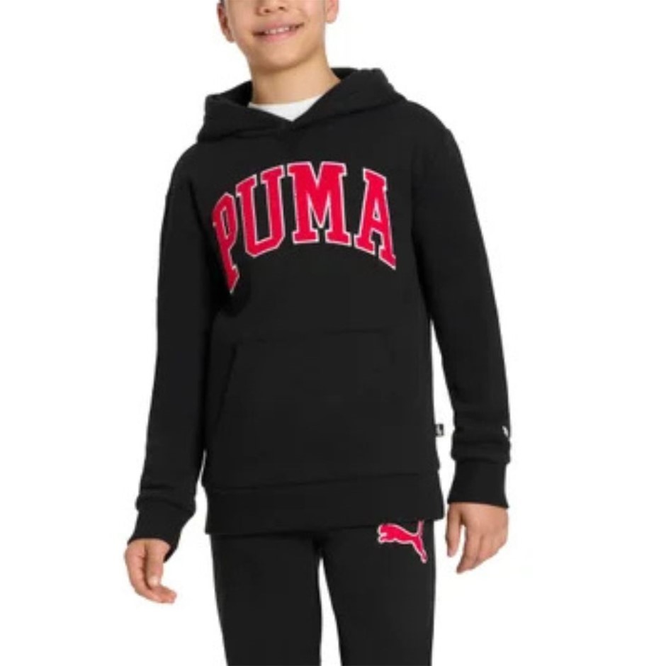 PUMA Boys' Fleece Hoodie, Size M (UK 11-12Y), Black/Red (01), 220986. Buye