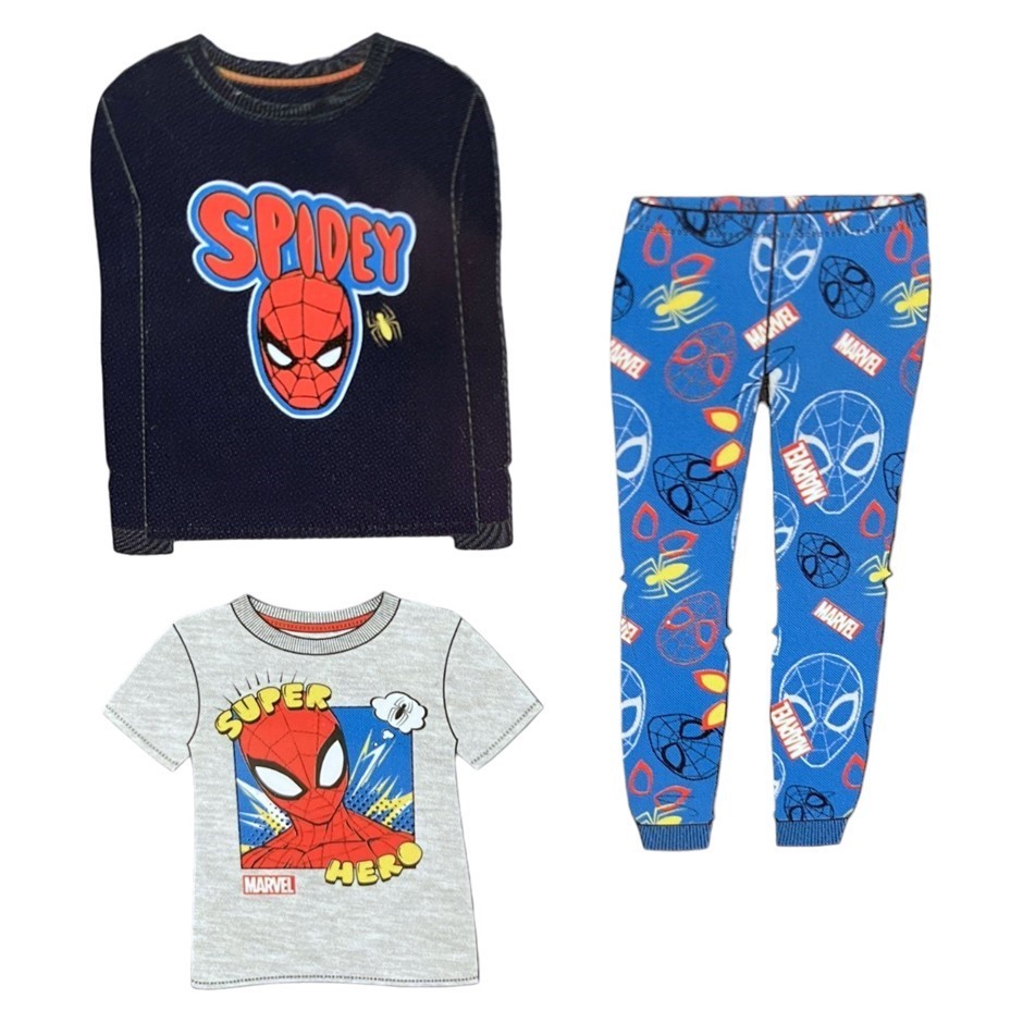 3pc MARVEL Spider-Man Kids' Sleep Set, Size 7, Navy, Incl: Fleece Top, Tee