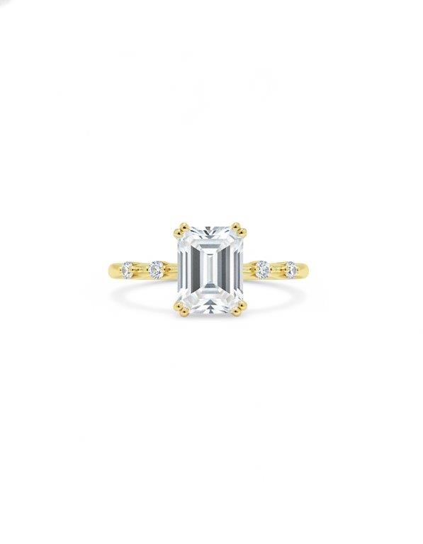 14K/Italy 2.0ct Emerald Cut Yellow Gold Filled Ring(stamped)Warranty