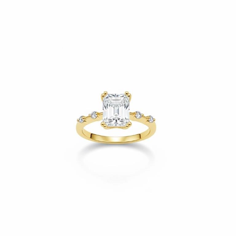 14K/Italy 2.0ct Emerald Cut  Yellow Gold Filled Ring(stamped)Warranty