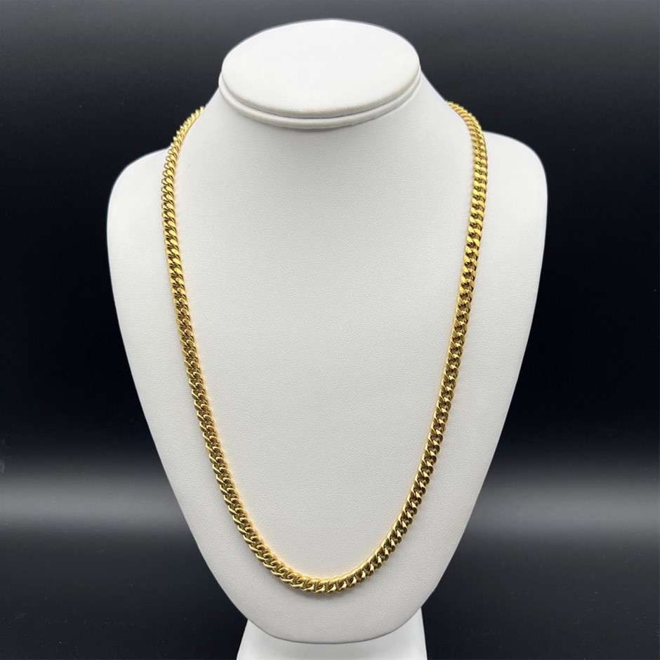 18K Gold-Filled Cuban Link Chain Necklace, 6MM Wide - 60.9cm