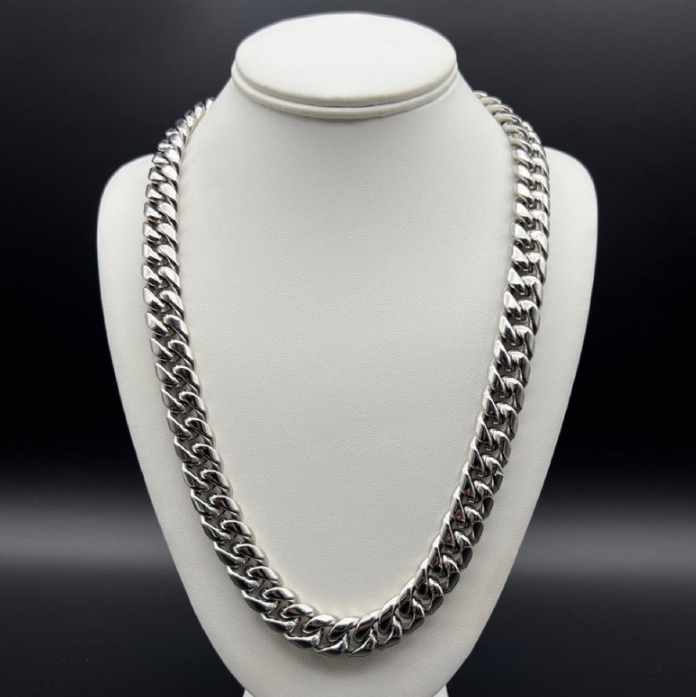 Silver-Filled Cuban Chain Necklace, 14MM Wide - 60.9cm