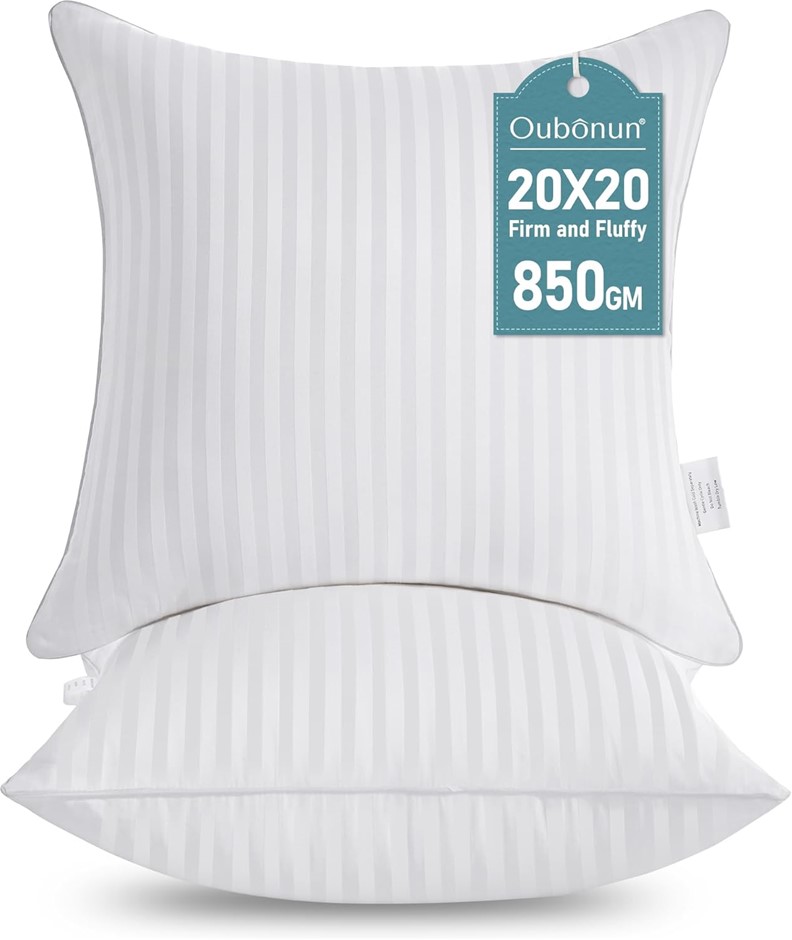 OUBONUN Cushion Inserts 50x50cm (Set of 2) – Firm & Fluffy Down Alternative