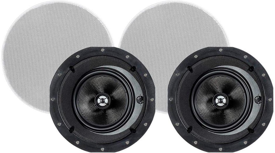 MONOPRICE 2-Way Carbon Fiber in-Ceiling Speakers - 6.5 Inch with 15 Degree