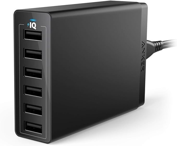 ANKER 60W 6-Port USB Wall Charger, Powerport 6 for iPhone, iPad Pro/Air/Min