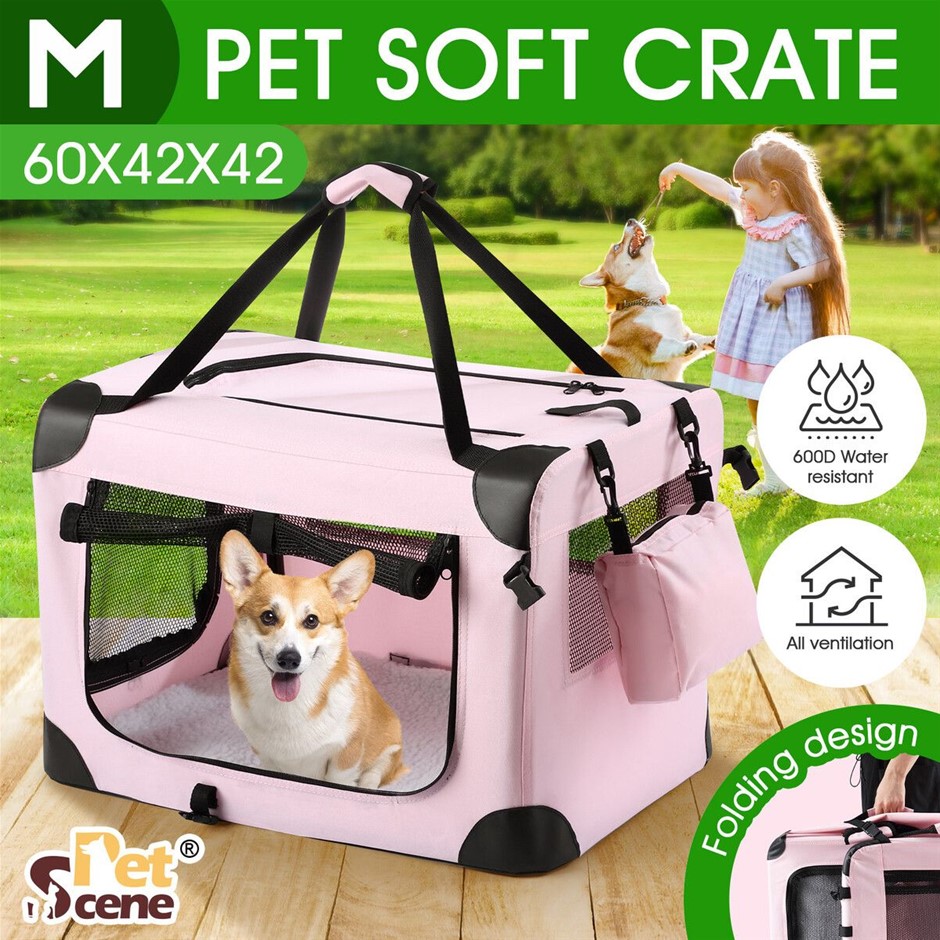 Medium Foldable Portable Soft Dog Crate Pet Travel Carrier Pink