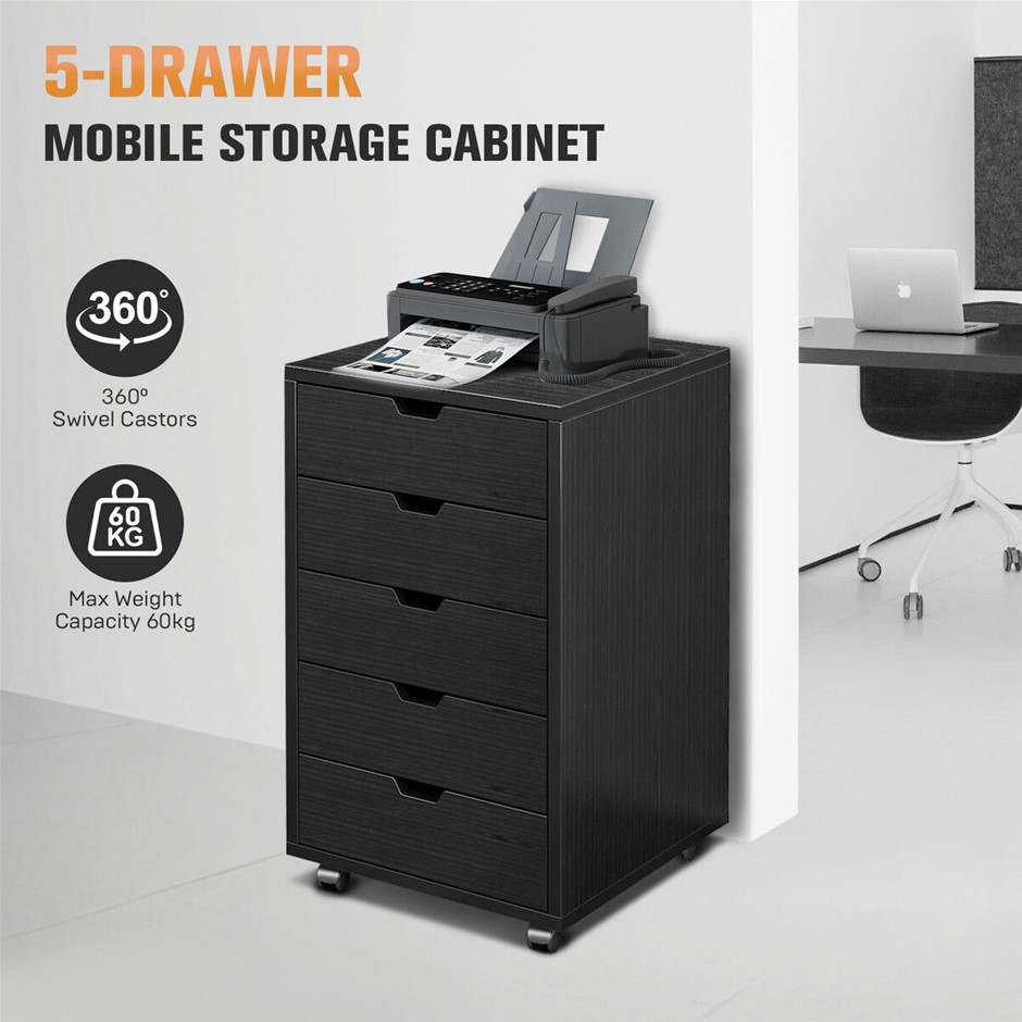 5 Drawer Mobile File Cabinet Home Office Storage Printer Stand 40x38x68cm