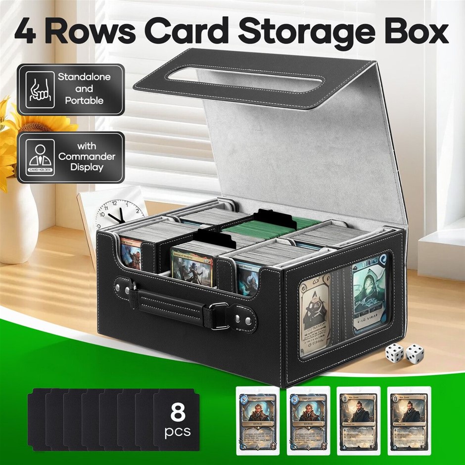 4 Row Trading Card Storage Box Magnetic Deck Case with Dividers