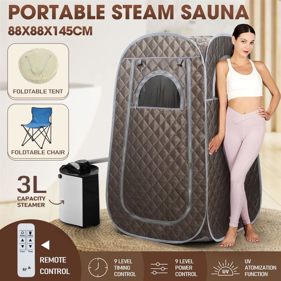 Portable Foldable Sauna Steam Tent with Chair Remote Indoor Home Spa