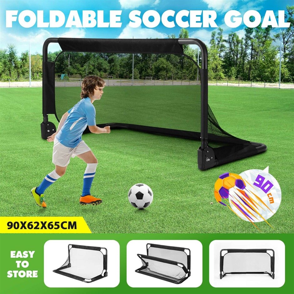 90x65cm Portable Foldable Soccer Goal Football Net Training Set Metal Frame